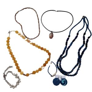 Costume Jewelry 17 Pieces of Neckaces, Bracelets, Earrings